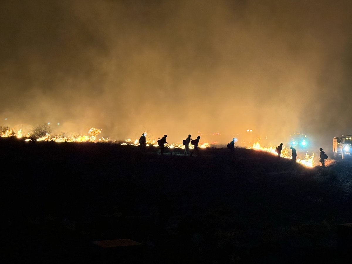 Firefighters at night