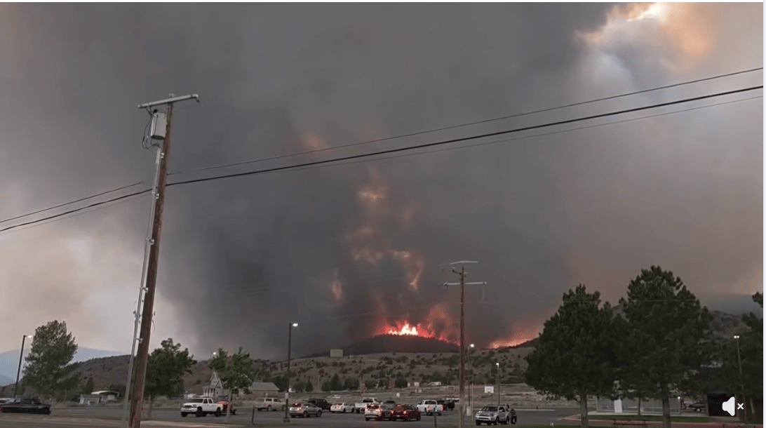 Iron Fire 2026 - Black Smoke Plume rises over Euerka, Utah