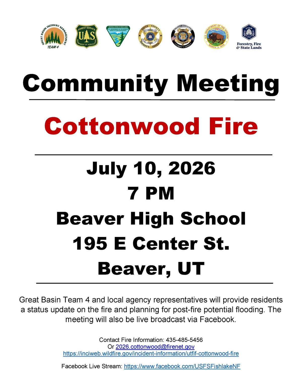 Cottonwood Fire Community Meeting 7.10