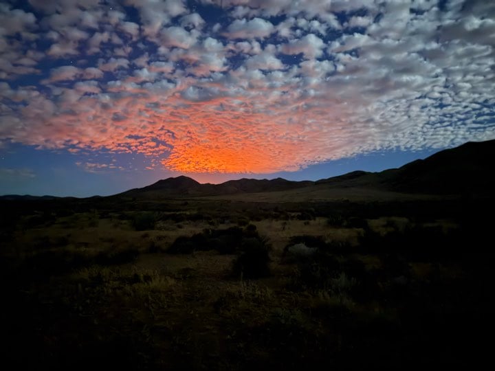 Grapevine Fire Glow From Kane Springs Fire