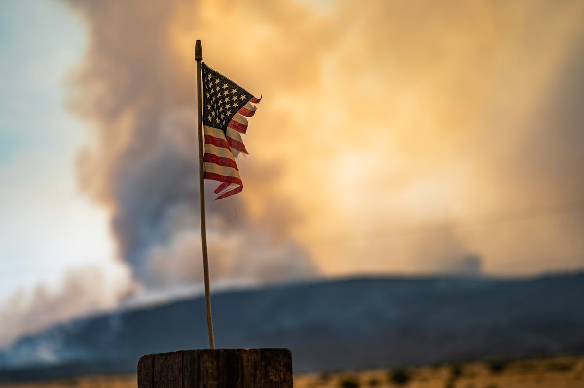 A Tattered American Flag on 4th of July