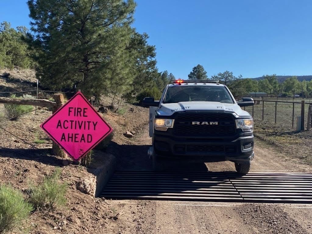 Fire Truck and Signage on the Bear Fire