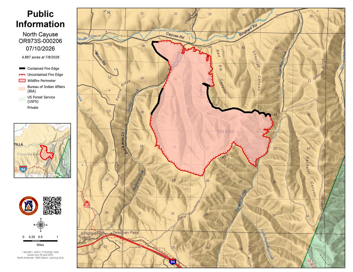 07-10-2026 North Cayuse Fire Map