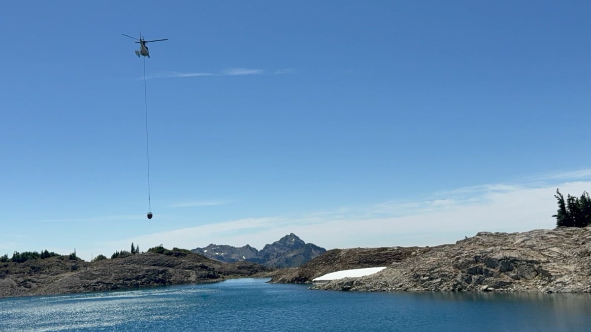 Helicopter Dip from Alpine Lake