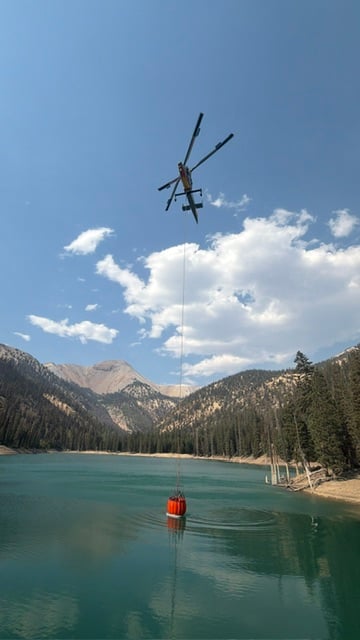 Helicopter bucket dipping in Blue Lake 7.4.26