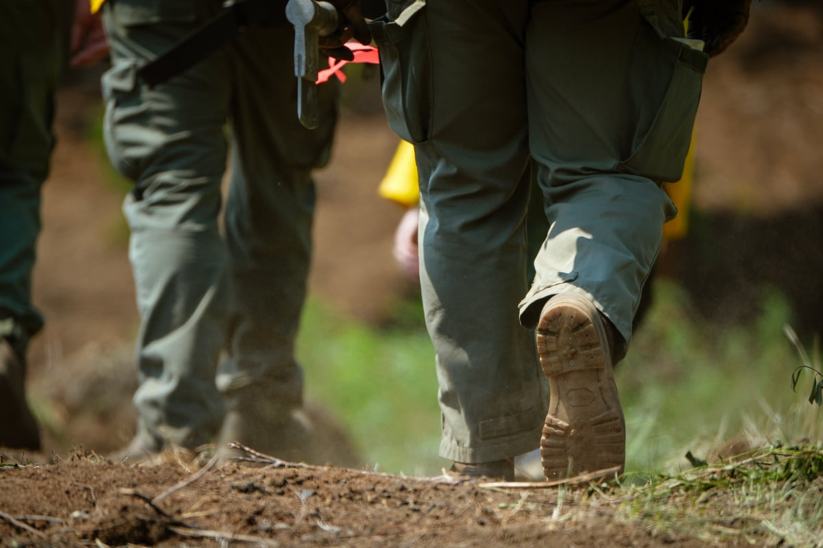 Willow Fire crews hiking into the fire area