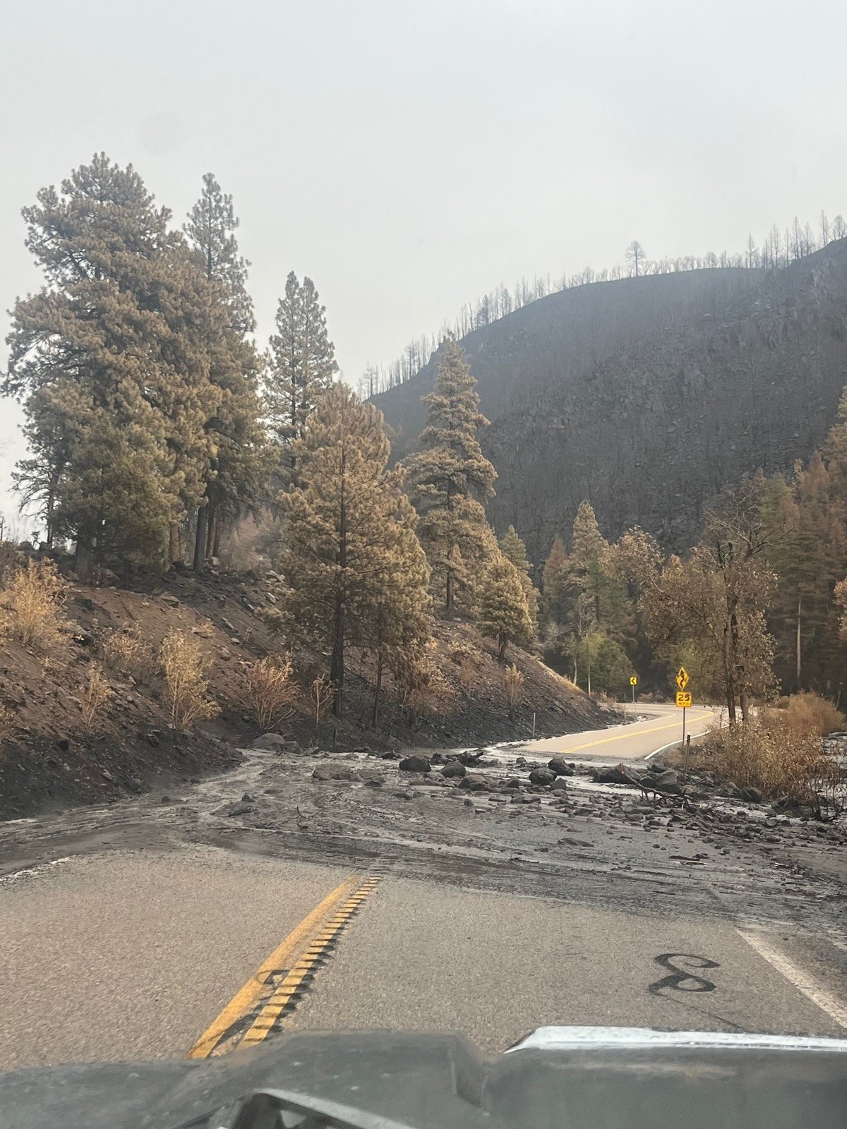 Hwy 153 mile marker 9 small debris flow 7.14.26