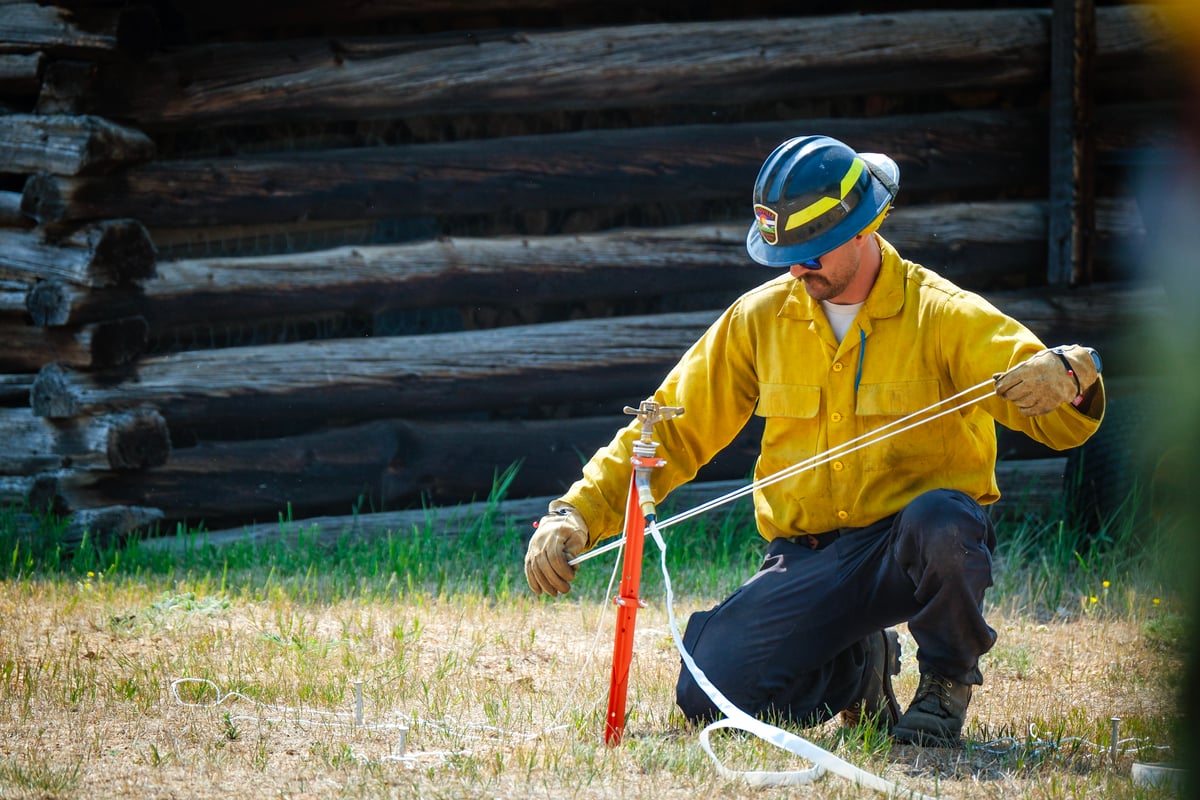 Sprinkler installation on Willow Fire