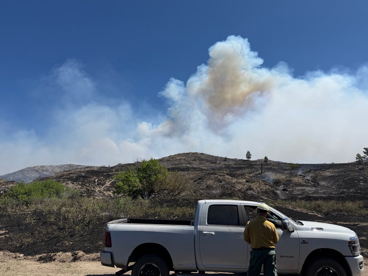 South Fork Fire - Smoke Behind Firefighter