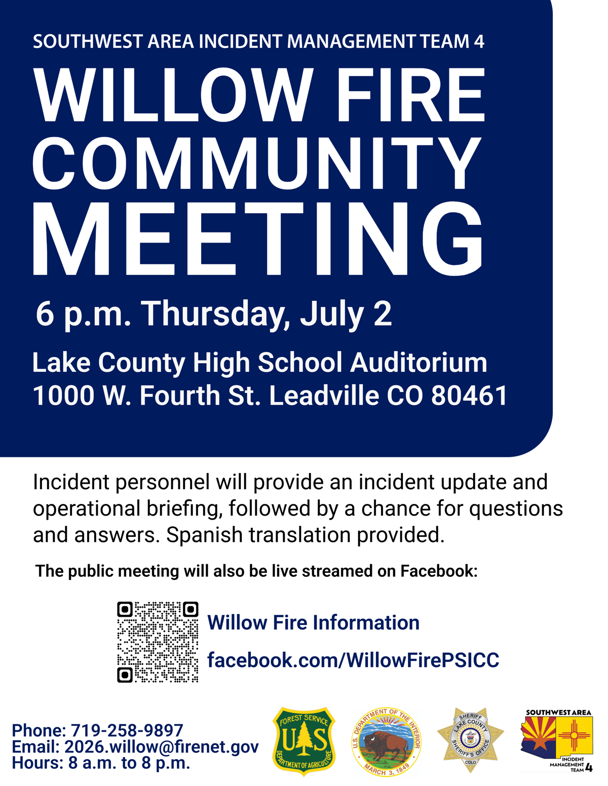 Willow Fire Community Meeting -July 2, 2026