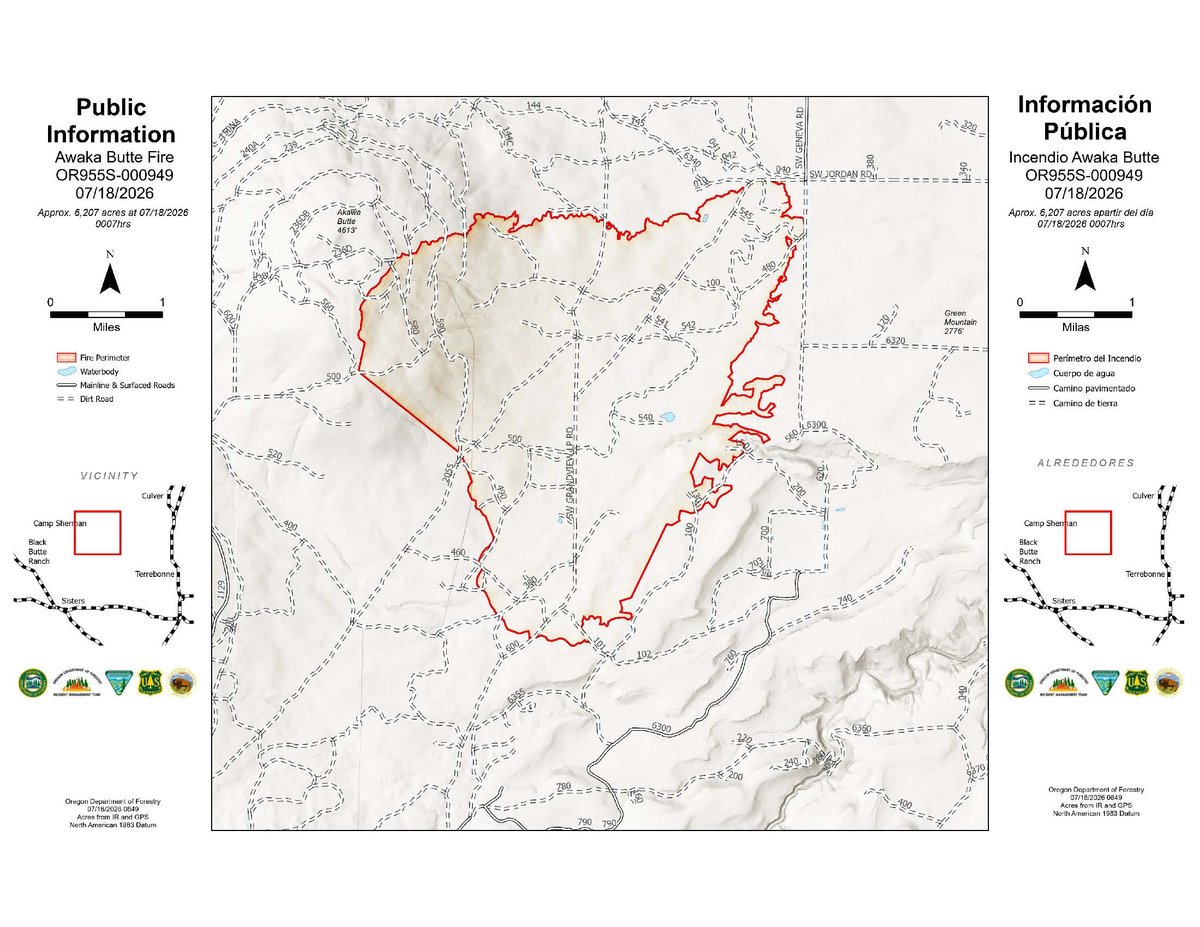 Akawa Butte Fire PIO map 7-18-2026