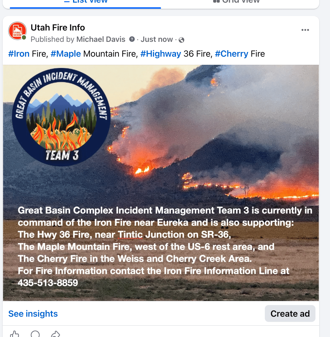 Great Basin CIMT3 supporting multiple fires