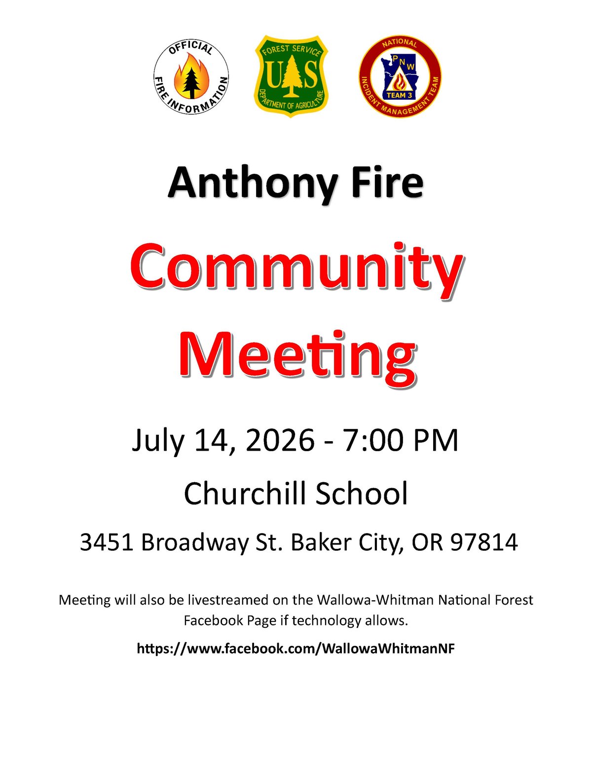 Public Meeting on July 14, 2026 at 7 pm