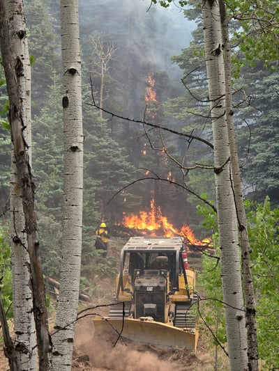 Bulldozer creating a fire break