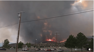 Iron Fire 2026 - Black Smoke Plume rises over Euerka, Utah