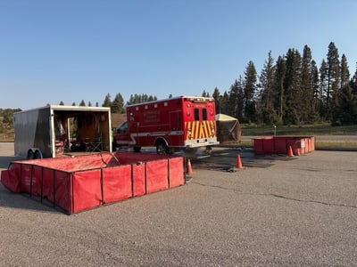Fire Vehicles Stop at Weed wash Before Being Released F...