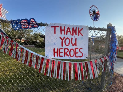 Thank You Sign Lifts Firefighter Morale