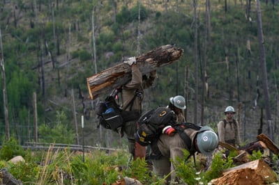 Sacaton Fire: Firefighters Removing Heavy Debris on Burned Slope