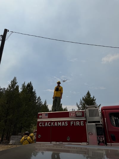 Engine 313 near Helo Water Pickup at Granite