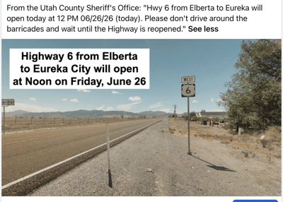 Update on lifting of Road Closure June 26, 2026