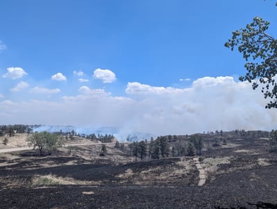 Smoke behind the black on the South Fork Fire