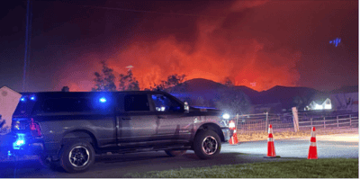 Iron Fire 2026 - Pickup Truck in forground as night sky...