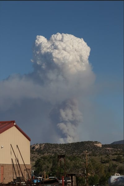 Smoke Column on Bear Fire from ICP at Quemado
