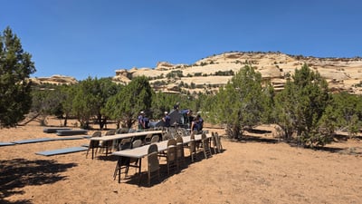 Camp Crew Setting Up Dining Tables at Snyder Spike Camp...