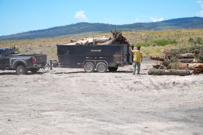 Sacation Fire: Unloading dump trailer from Willow Creek
