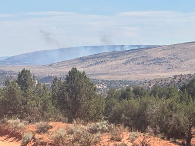 Smoke from Rock Canyon Fire visible from House Rock Valley Road