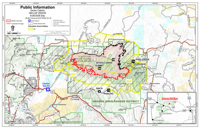 Seven Cabins Fire Public Information Map May 28, 2026