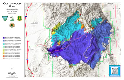 Cottonwood Fire Progression Map