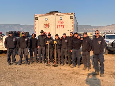 Fire Crew In Front of Engine