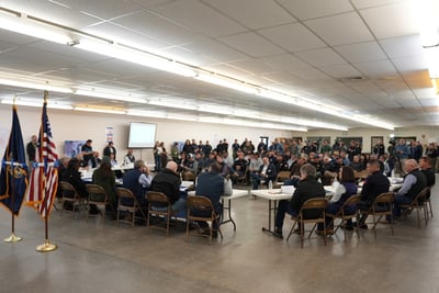 Large crowd at Incident Command Post listens to Governo...