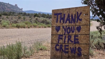 Thank You Sign Lifts Firefighter Morale