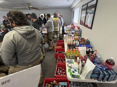 Farnam Volunteer Fire Department Packed with Drinks and Snacks