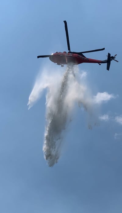 Gold Mountain Fire-Water drop support with the Kernville Helitack