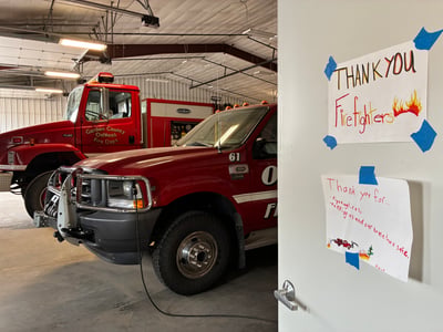 Thank You Notes from Children Posted at Oshkosh VFD