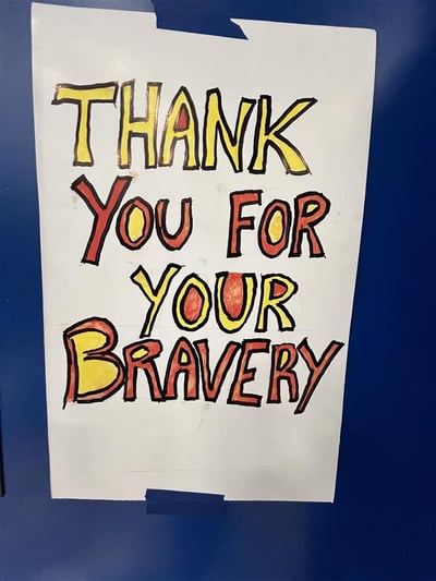Thank You Sign Lifts Firefighter Morale