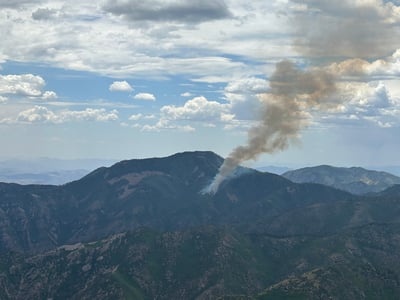 Sacaton Fire from Mogollon Baldy Lookout late afternoon...